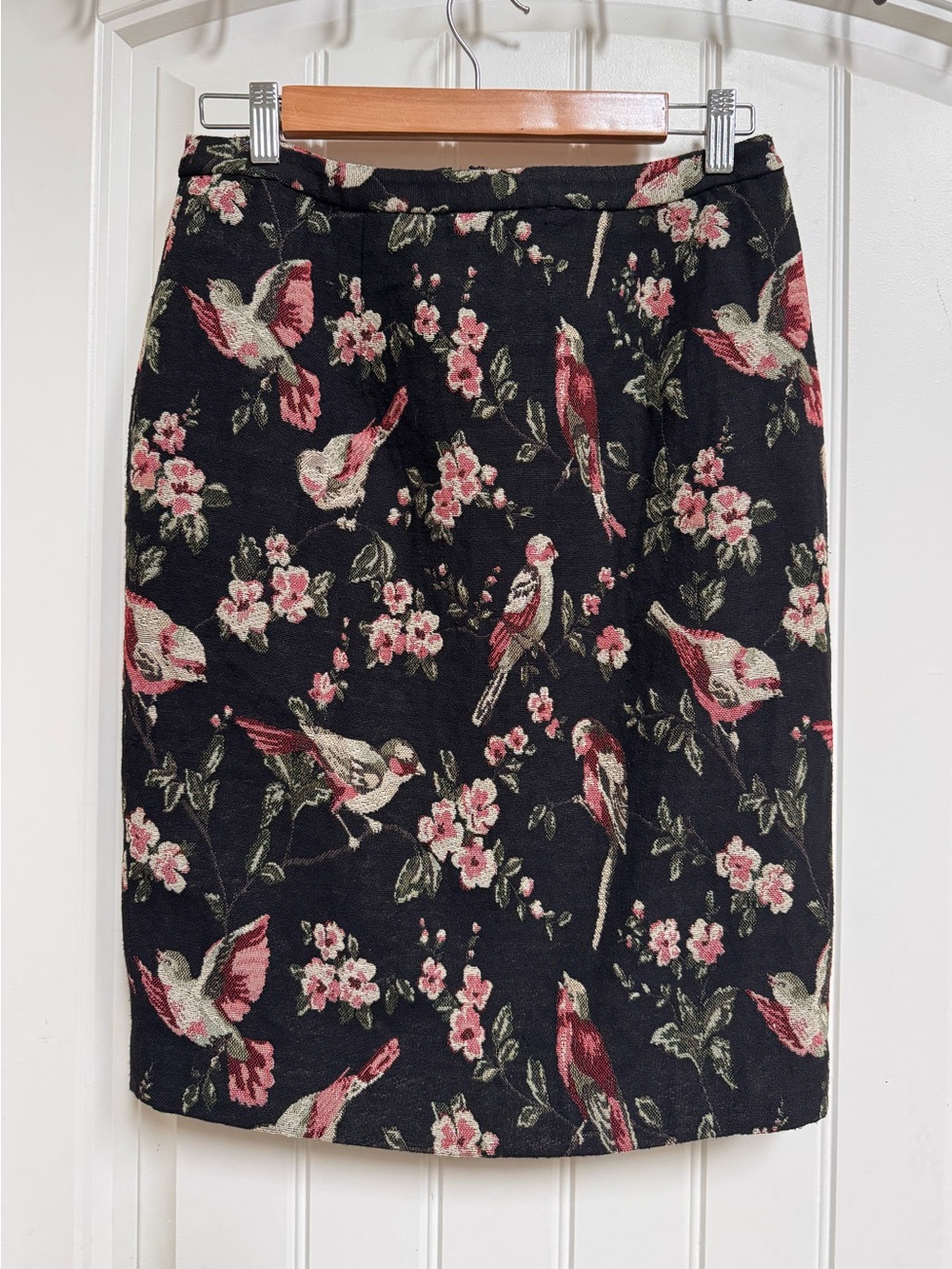 VTG Uttam Boutique Cotton Blend Floral Tapestry Birds Pencil Skirt. UK 10/US 2-4